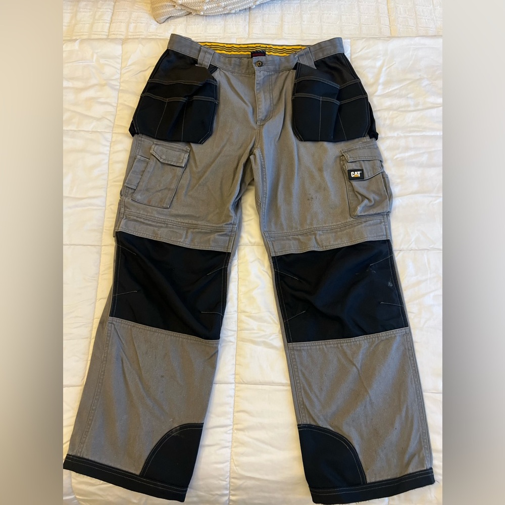 Caterpillar CAT 172 Trademark Work Pants Gray Black Mens Size 36